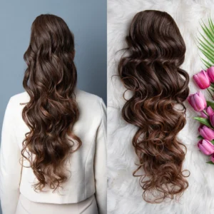 Smeđa ombre | Rep za kosu - Opuštena kovrča 80cm
