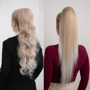 Platinum Plava Ombre │ Opuštena kovrča │ 80cm │ Rep na mrežicu